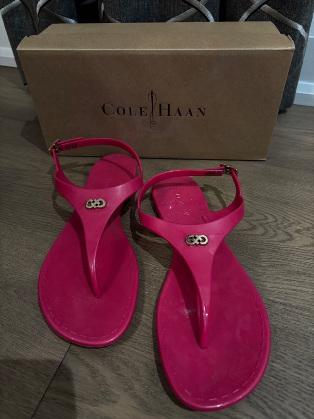 Cole Haan Raspberry Women's T-Strap Miley Jelly Sandals